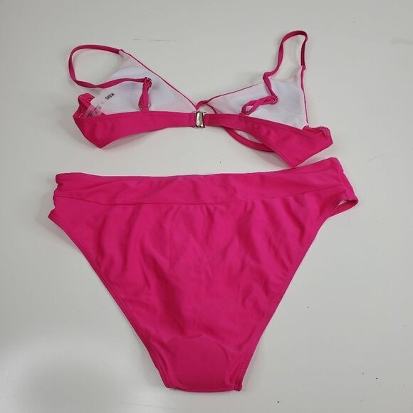 L NEW SHEIN HOT PINK BARBIE BIKINI HIGH RISE 2 piece bikini SWIMSUIT LARGE NWT - Picture 7 of 7